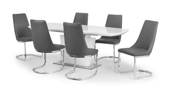 Como White High Gloss Table and 6 Como Chairs - Image 2