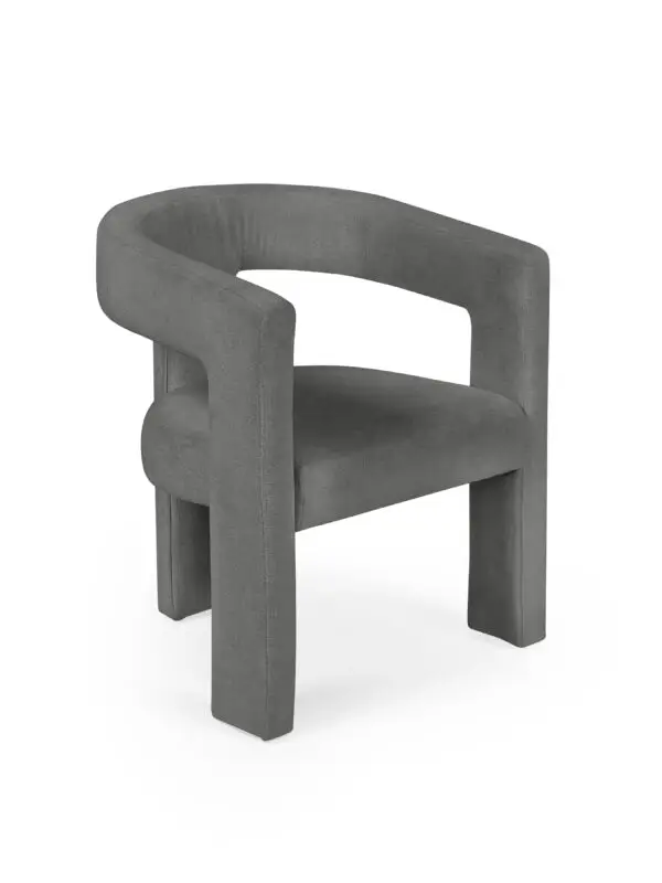 Elara Grey Chenille Upholstered  Chair - Image 3
