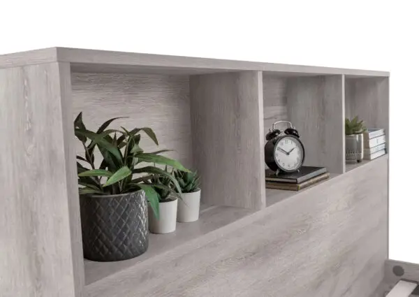 Bali Bookcase Headboard Bed 135cm - Grey Oak - Image 5