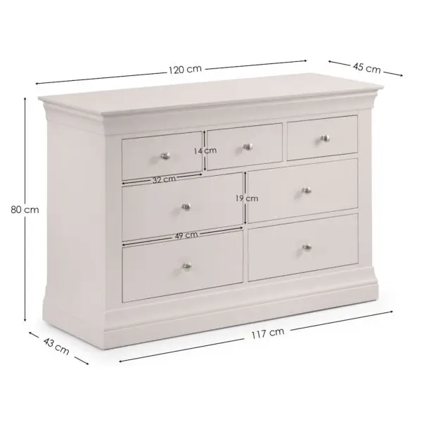 Clermont 4+3 Drawer Chest - Light Grey - Image 8