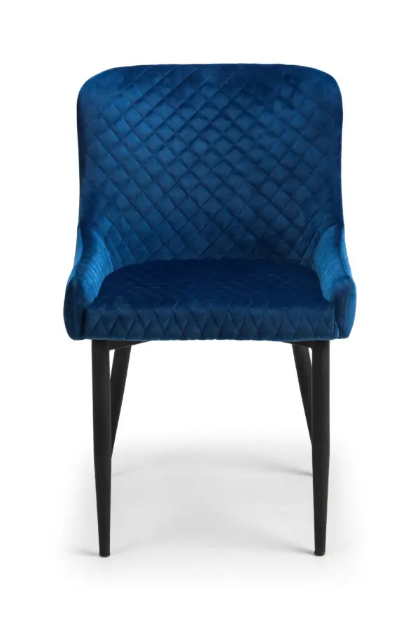 Brooklyn Oak Round Table and 4 Blue Luxe Chairs