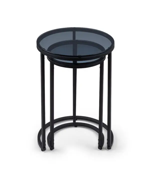 Chicago Round Nesting Side Tables Smoked Glass - Image 4