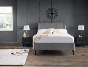Frida Curved Velvet 150cm King Bed - Grey
