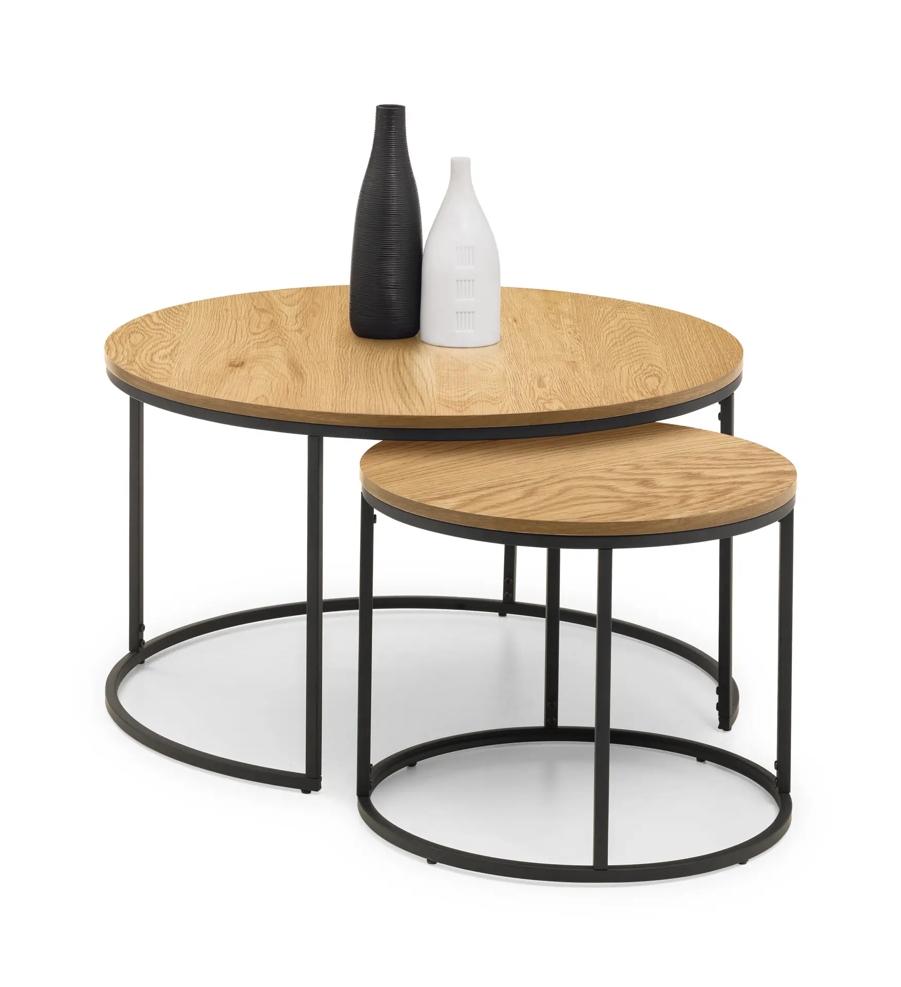 Bellini Round Nesting Coffee Table - Oak - Image 3