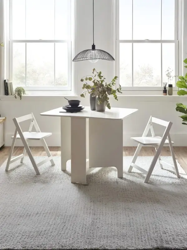 Gatan Small Gateleg Table With 2 Chairs - White - Image 2