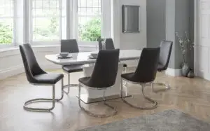 Como White High Gloss Table and 6 Como Chairs