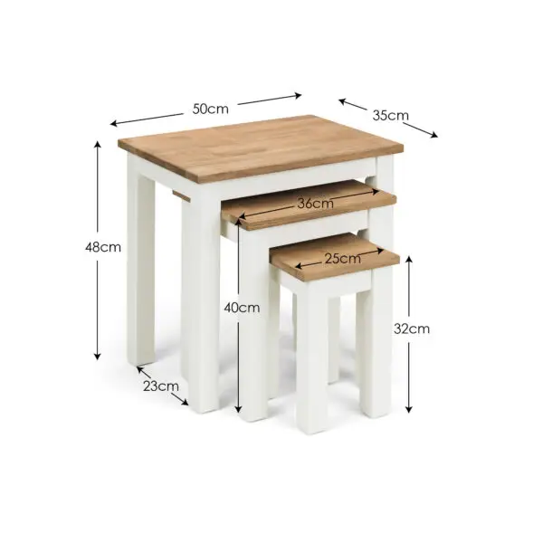 Coxmoor Nest Of 3 Tables - Ivory & Oak - Image 7