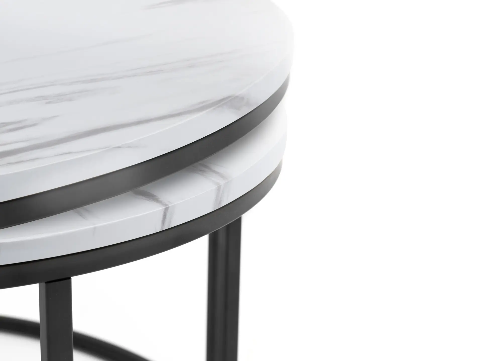 Bellini Round Nesting Coffee Table - White Marble - Image 4
