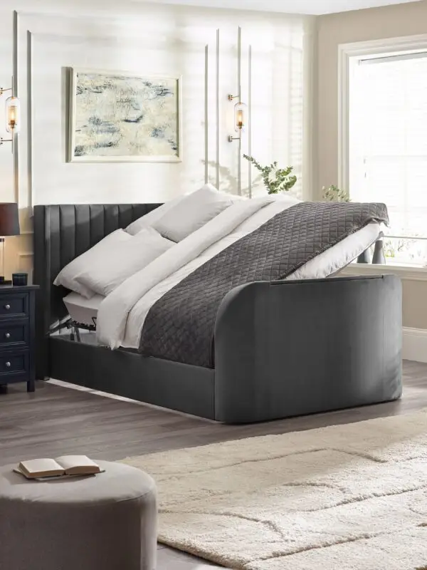 Clara Ottoman TV Bed 135cm - Dark Grey - Image 2