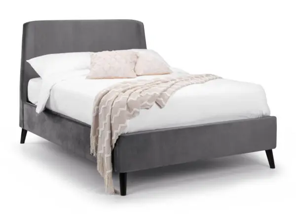 Frida Curved Velvet 135cm Double Bed - Grey - Image 2
