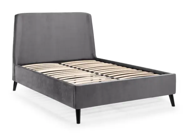 Frida Curved Velvet 135cm Double Bed - Grey - Image 3