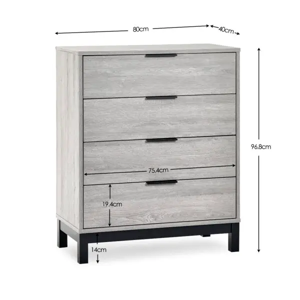 Bali 4 Drawer Chest - Grey Oak - Image 10