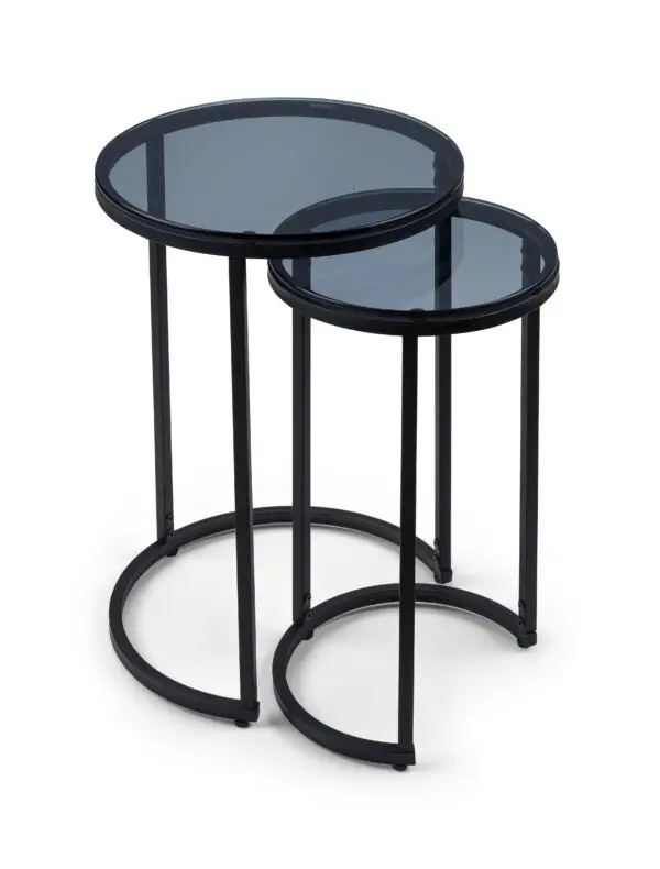 Chicago Round Nesting Side Tables Smoked Glass - Image 2