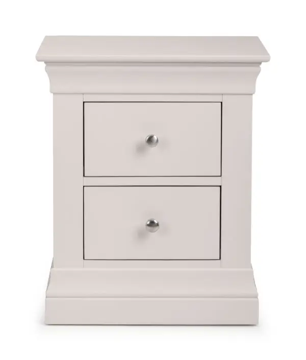 Clermont 2 Drawer Bedside - Light Grey - Image 3