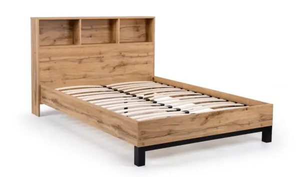 Bali Bookcase Headboard Bed 135cm - Light Oak - Image 2