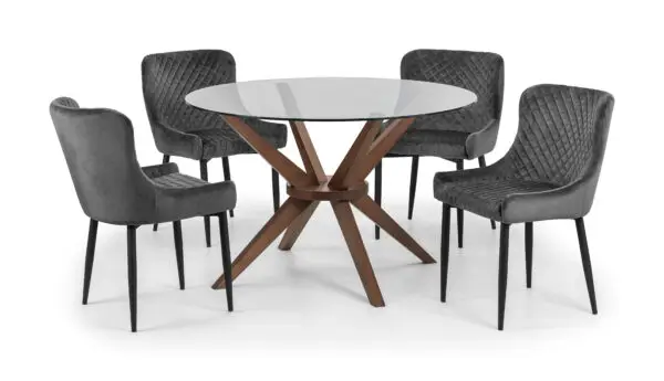 Chelsea 120cm Round Table and 4 Grey Luxe Chairs - Image 2