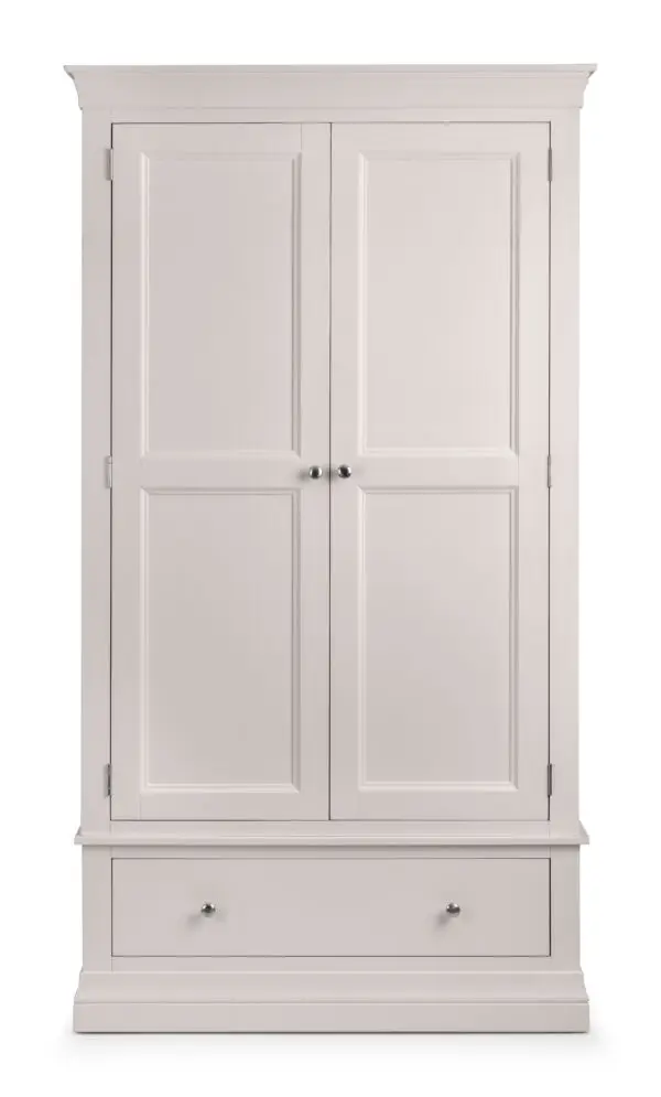 Clermont 2 Door 1 Drawer Wardrobe - Light Grey - Image 4