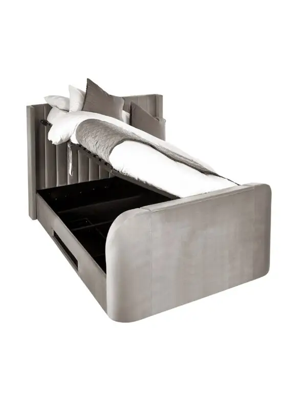 Clara Ottoman TV Bed 150cm - Light Grey - Image 5
