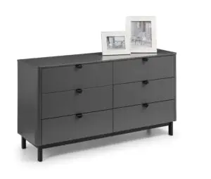 Chloe Storm Grey 6 Drawer Wide Chest