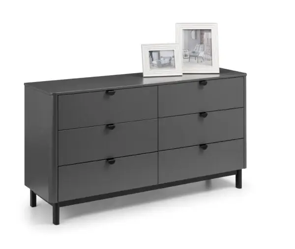 Chloe Storm Grey 6 Drawer Wide Chest