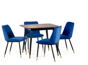 Findlay Square Table and 4 Blue Delaunay Chairs