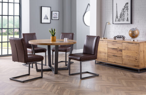 Brooklyn Oak Round Table and 4 Brown Brooklyn Chairs - Image 4