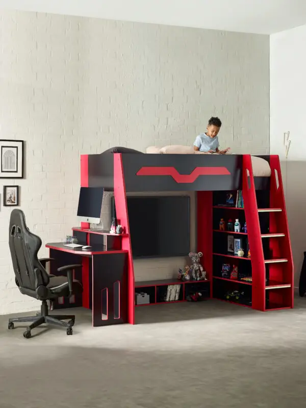 Eagle Single 90cm Gaming Highsleeper - Black and Red - Image 3