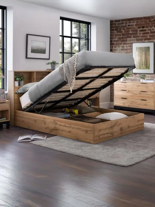 Bali Ottoman Storage 90cm Single Bed - Light Oak - Image 2