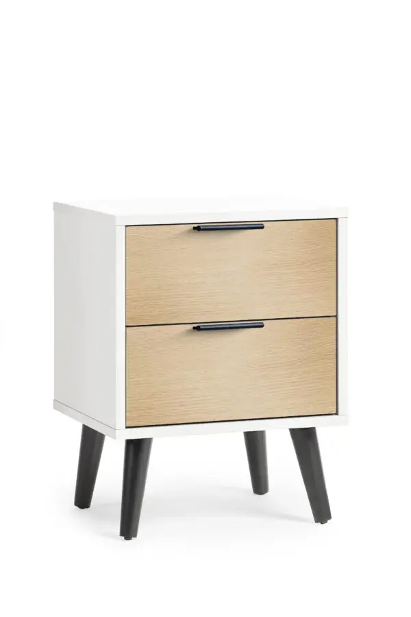 Alba 2 Drawer Bedside - White/Oak - Image 2