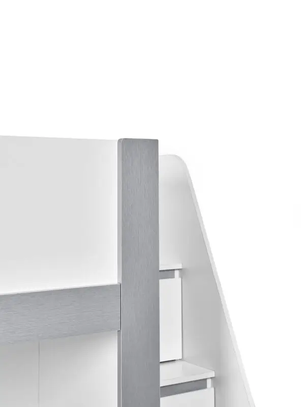 Gaia 90cm Single Bunk Bed - White and Silver - Image 9