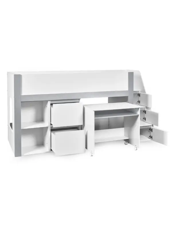Gaia 90cm Single Midsleeper - White and Silver - Image 3