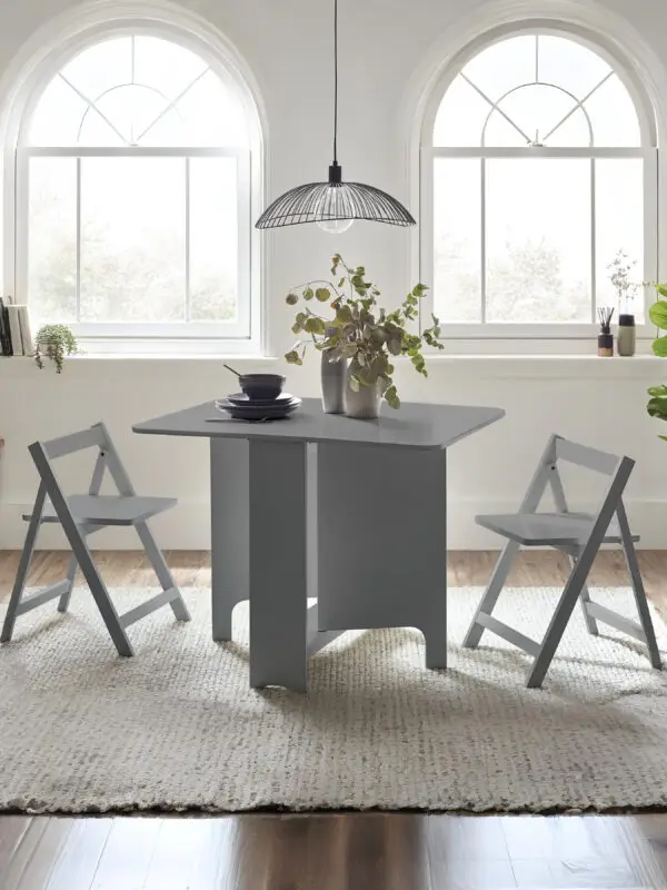 Gatan Small Gateleg Table With 2 Chairs - Grey - Image 2
