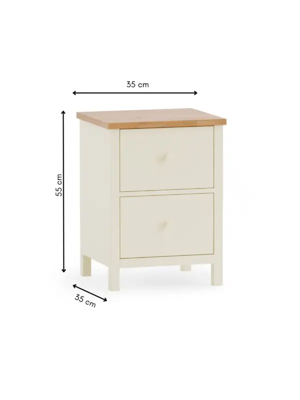 Coxmoor 2 Drawer Bedside - Ivory and Oak - Image 9