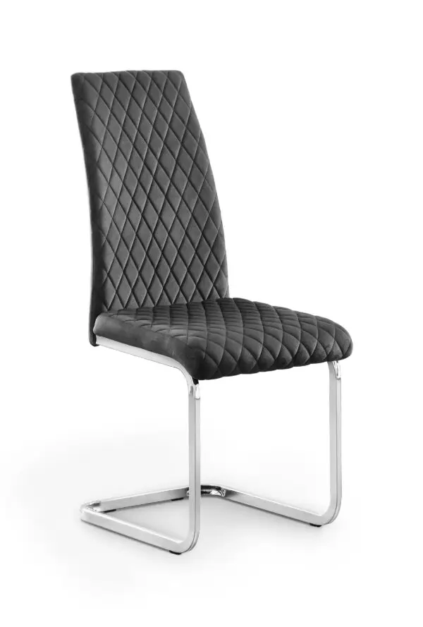Set Of 4 Calabria Velvet Cantilever Chairs - Grey - Image 4
