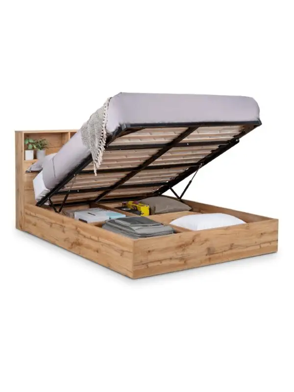Bali Ottoman Storage 90cm Single Bed - Light Oak - Image 4