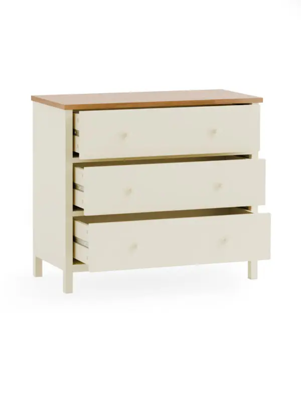 Coxmoor 3 Drawer Chest - Ivory and Oak - Image 3