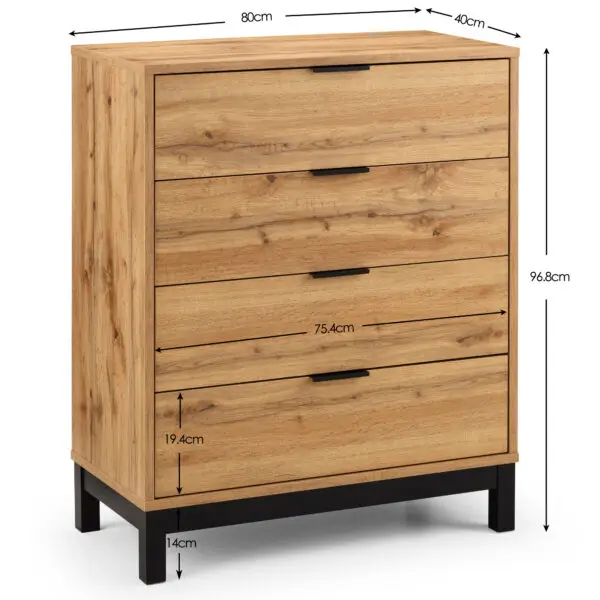 Bali 4 Drawer Chest - Light Oak - Image 8