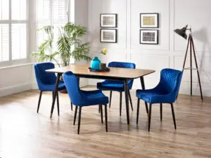 Findlay Rectangular Table and 4 Blue Luxe Chairs