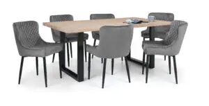 Berwick Rectangular Table and 6 Grey Luxe Chairs