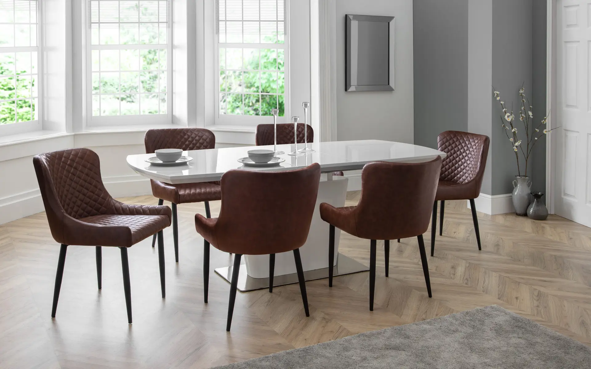 Como High Gloss Extending Table - White - Image 12