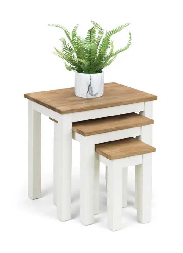 Coxmoor Nest Of 3 Tables - Ivory & Oak - Image 3