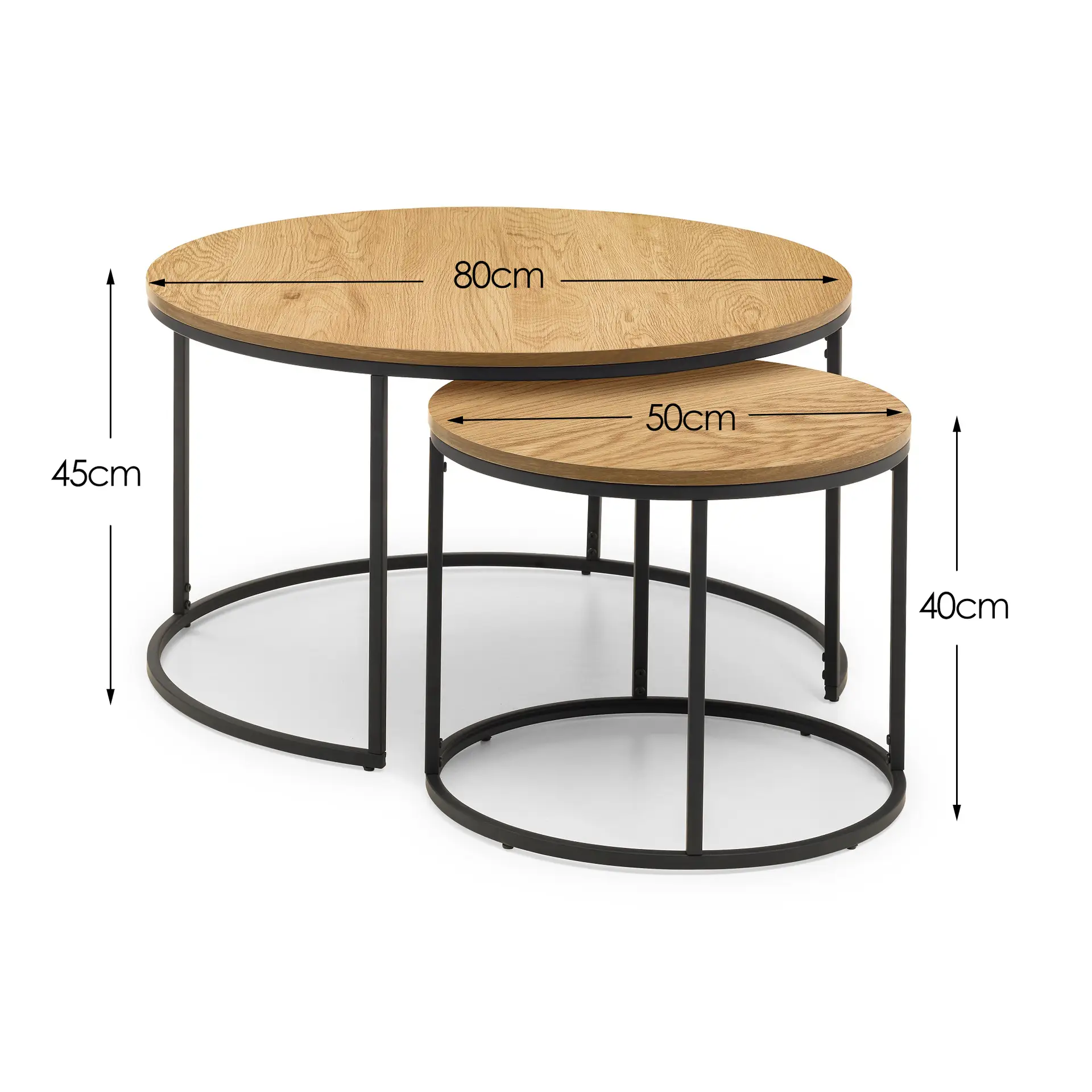 Bellini Round Nesting Coffee Table - Oak - Image 7