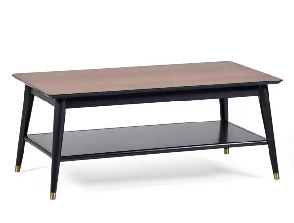 Findlay Coffee Table With Shelf - Walnut & Black - Image 2