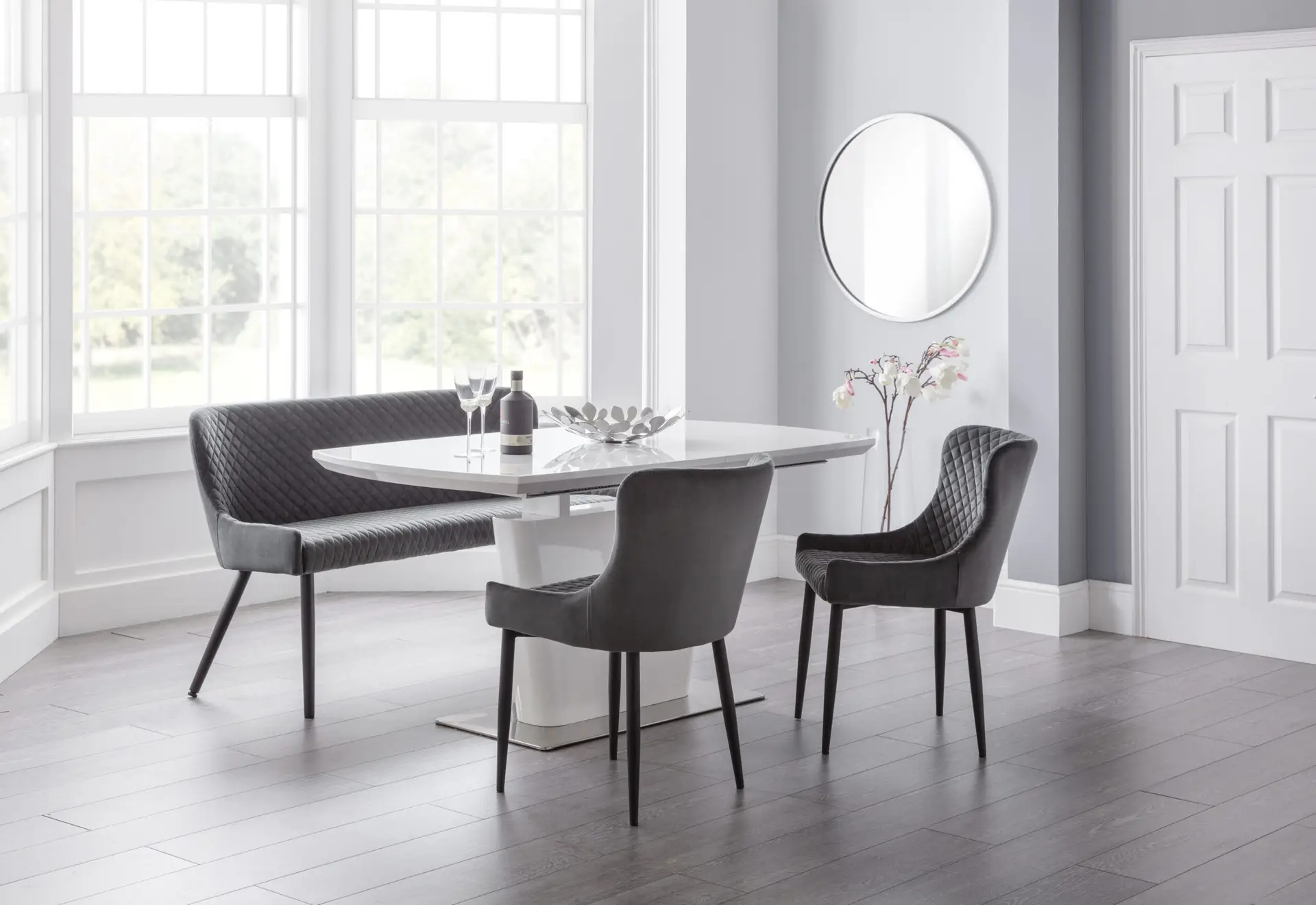 Como High Gloss Extending Table - White - Image 11