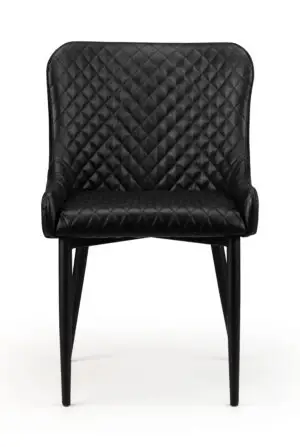 Brooklyn Oak Round Table & 4 Luxe Black Chairs