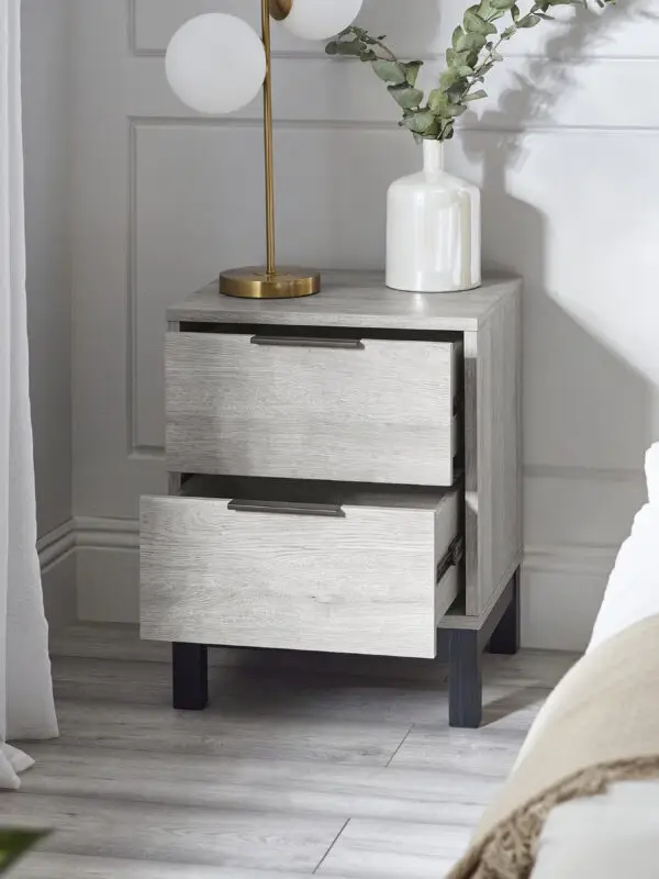 Bali 2 Drawer Bedside - Grey Oak - Image 2