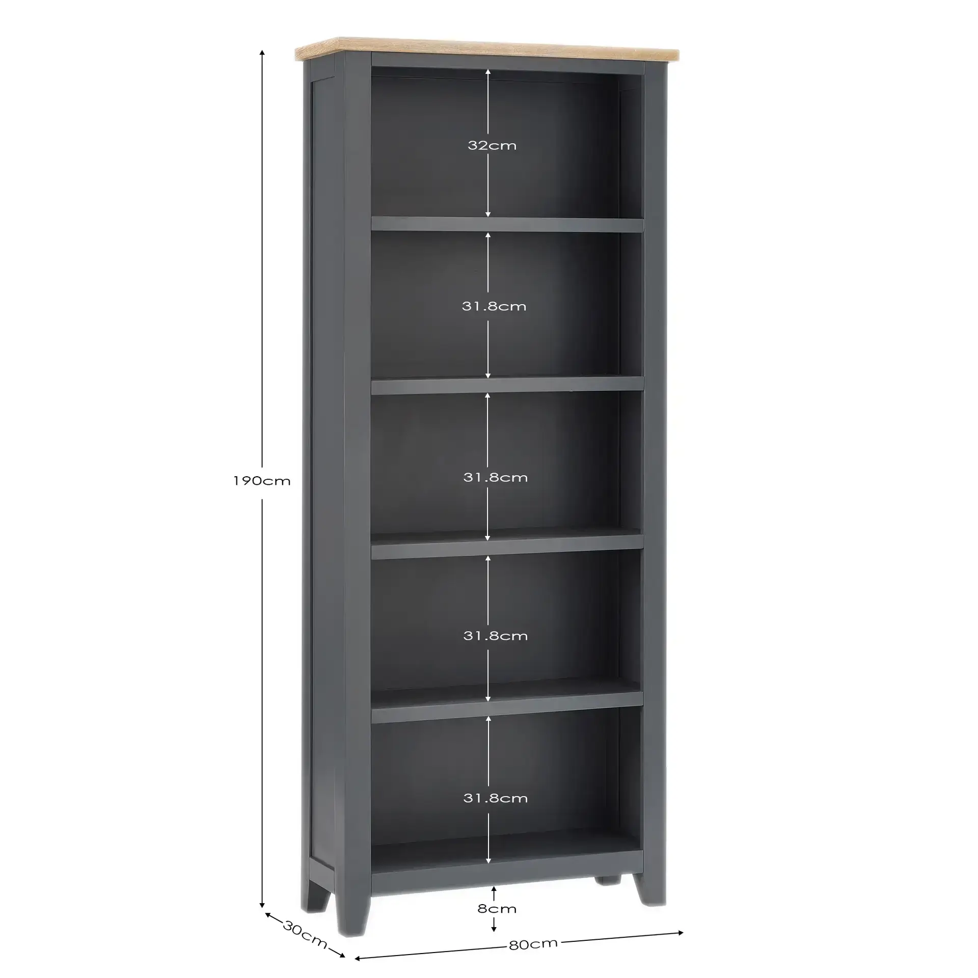 Bordeaux Tall Bookcase Dark Grey - Image 6