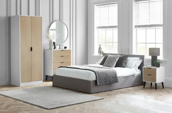 Alba 2 Drawer Bedside - White/Oak - Image 7