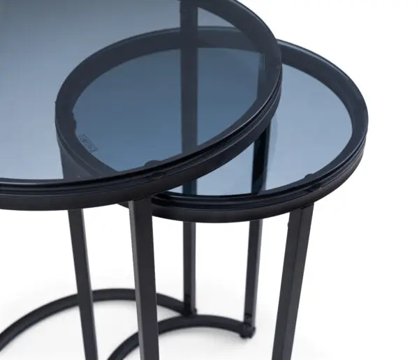 Chicago Round Nesting Side Tables Smoked Glass - Image 6