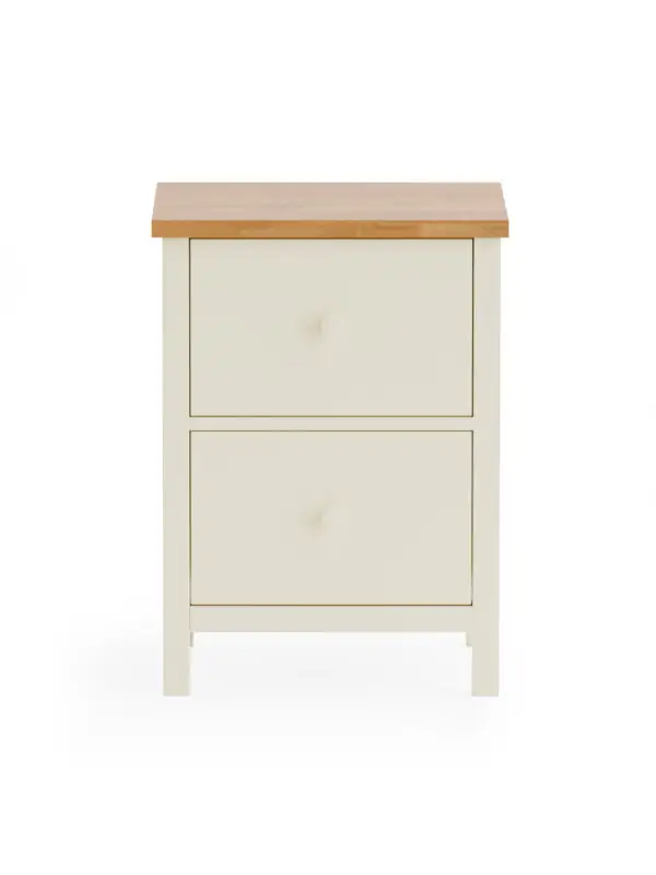 Coxmoor 2 Drawer Bedside - Ivory and Oak - Image 5